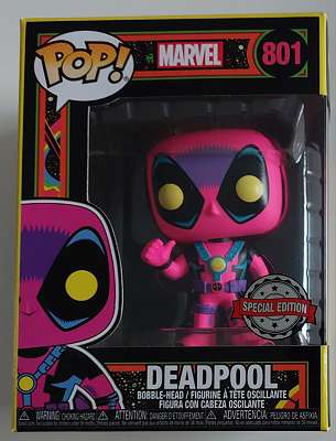 Funko POP! Marvel Blacklight Deadpool #801 Special Edition Bobble-Head w/  Case