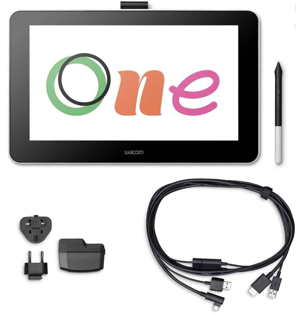 Wacom One Creative Pen Display mit Gratissoftware (zum Zeichnen auf dem Bildschirm, 13,3 Zoll Full HD