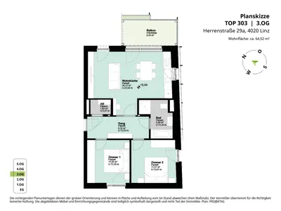 3-Zimmer-Wohnung mieten in Linz – 64,52 m², € 1.249 – Bild 13 von 13
