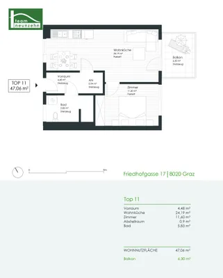 2-Zimmer-Wohnung mieten in Graz – 47,12 m², € 639 – Bild 20 von 20