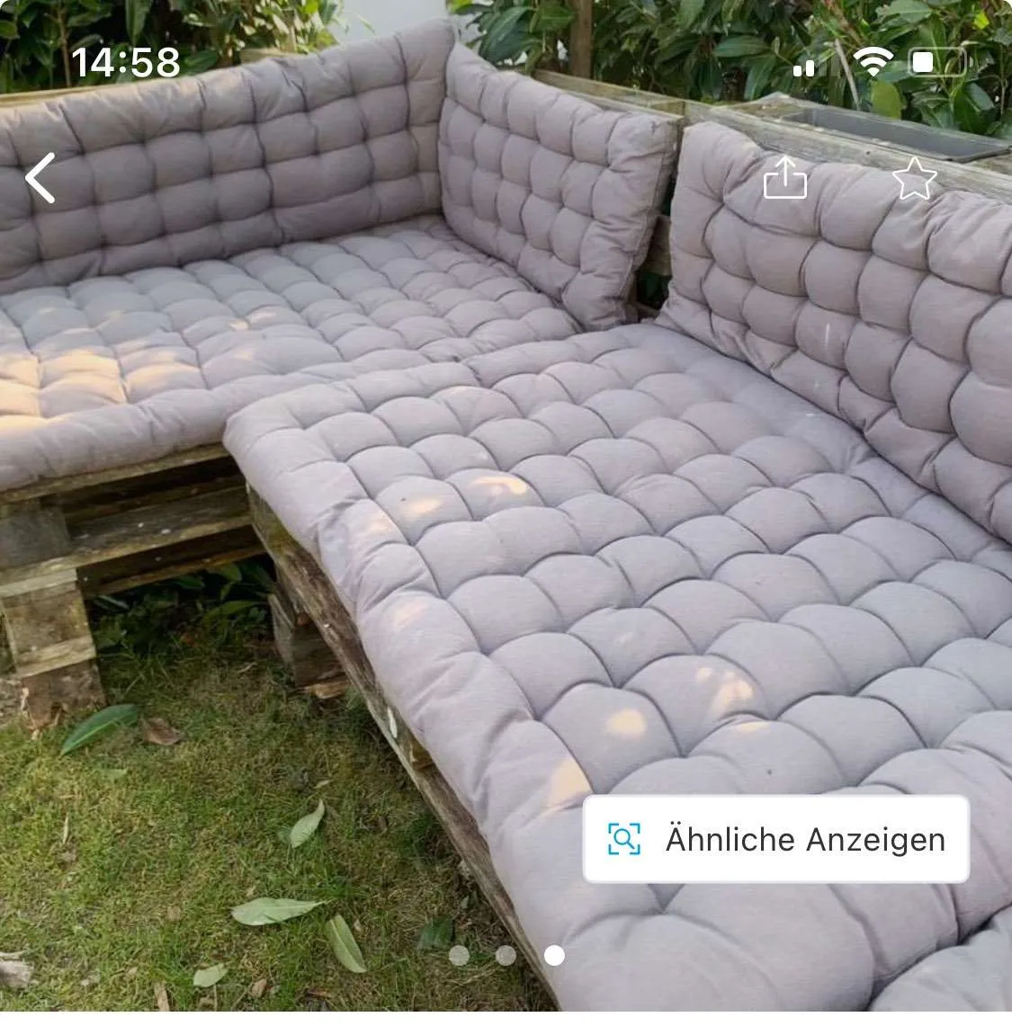 Auflage Paletten Möbel/ 2 Stück samt Eckteil noch zu verkaufen, € 15,- (4861 Schörfling)