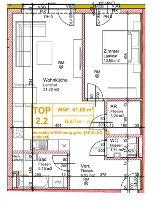 2-Zimmer-Wohnung mieten in Mistelbach – 61,08 m², € 1.041 – Bild 5 von 5