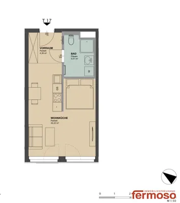 1-Zimmer-Wohnung mieten in Wien – 33,58 m², € 699 – Bild 8 von 8