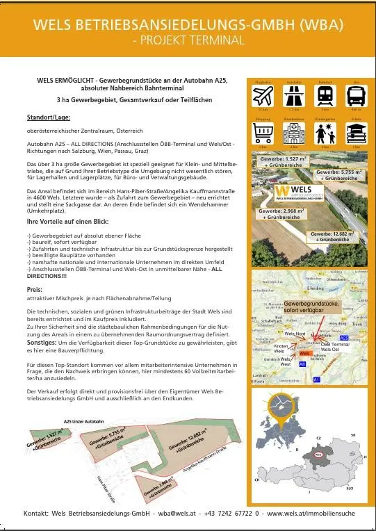 Gewerbegrundstücke im OÖ Zentralraum (Gewerbezone Wels-Ost/Terminal) - verschiedene Größen verfügbar - - - Reden Sie mit uns! – pohled 2