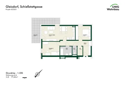 3-Zimmer-Wohnung mieten in Weiz – 77,4 m², € 1.140 – Bild 2 von 3