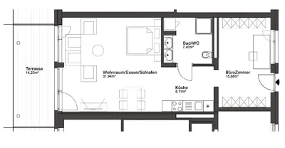 2-Zimmer-Wohnung mieten in Graz – 63,3 m², € 794 – Bild 2 von 16
