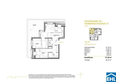 3-Zimmer-Wohnung kaufen in Wien – 57,26 m², € 523.500 – Bild 5 von 5
