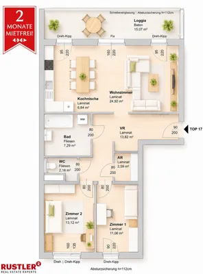 3-Zimmer-Wohnung mieten in Graz – 81,82 m², € 1.003 – Bild 1 von 2