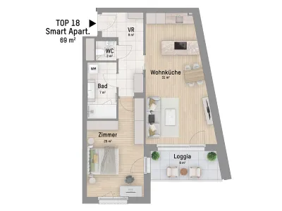 2-Zimmer-Wohnung kaufen in Wien – 69,01 m², € 399.900 – Bild 3 von 6