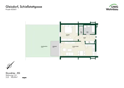 2-Zimmer-Wohnung mieten in Weiz – 58,6 m², € 920 – Bild 2 von 3