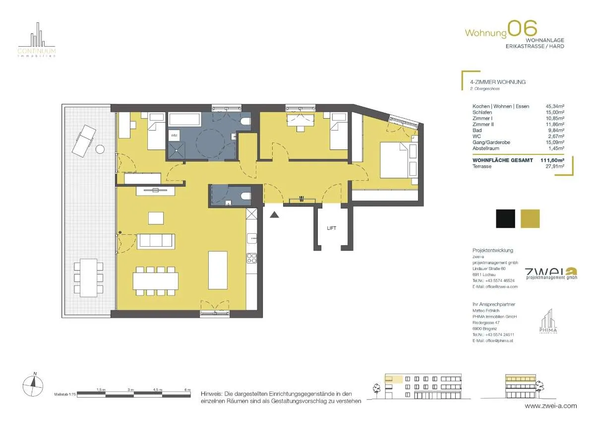 Exklusive 4-Zimmer Dachgeschosswohnung in Hard am Bodensee - Ansicht 2