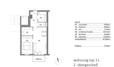 2-Zimmer-Wohnung kaufen in Graz – 47,86 m², € 185.000 – Bild 6 von 6