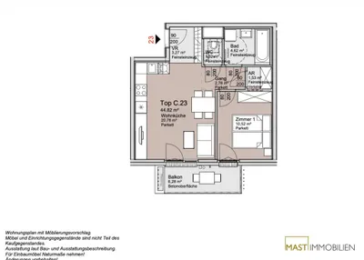 2-Zimmer-Wohnung mieten in Wien – 45,51 m², € 980 – Bild 9 von 10