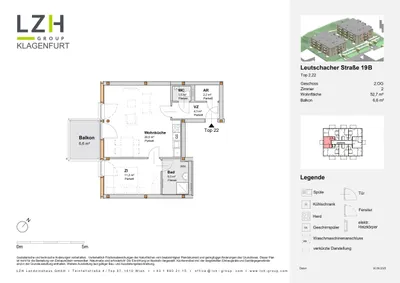 2-Zimmer-Wohnung mieten in Klagenfurt – 52,5 m², € 959 – Bild 6 von 6