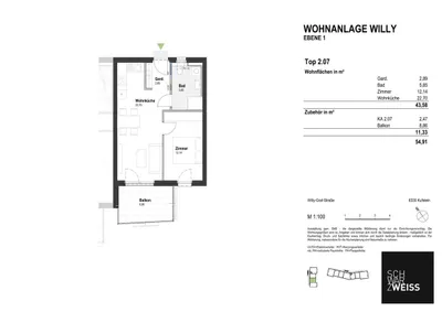 2-Zimmer-Wohnung kaufen in Kufstein – 43,47 m², € 299.000 – Bild 8 von 8