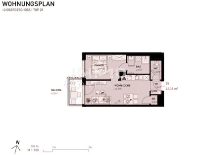 2-Zimmer-Wohnung kaufen in Wien – 42,31 m², € 299.500 – Bild 7 von 7