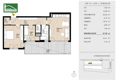 3-Zimmer-Wohnung mieten in Wien – 67,38 m², € 1.190 – Bild 15 von 15