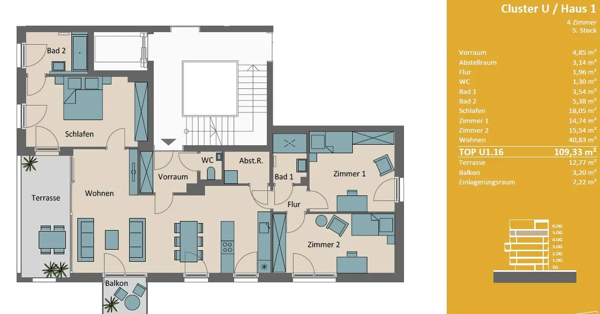 RIEDENBURG | Moderne 4-Zimmerwohnung mit Süd-West-Terrasse – pohled 3