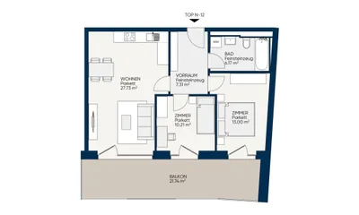 3-Zimmer-Wohnung mieten in Graz – 64,42 m², € 916 – Bild 2 von 11