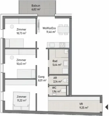 4-Zimmer-Wohnung kaufen in Graz – 71,04 m², € 357.509 – Bild 5 von 5