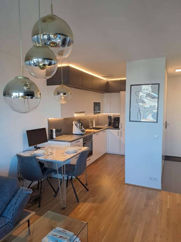 Eingerichtete 2 Zimmerwohnung Inklusive Küche, Einbauschränke, Schlafsofa, Bett, Tisch mit Sesseln, Fernseher und mit südseitigen Balkon., Wien
