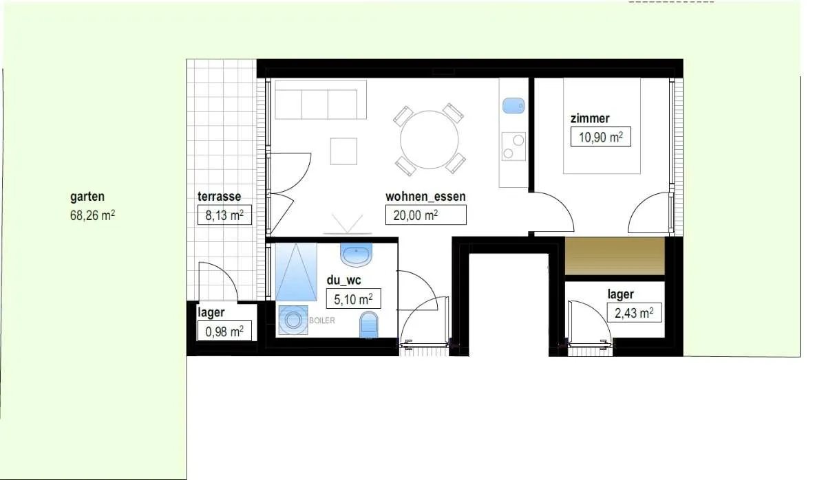 Neubau 2-Zimmer-Garten-Wohnung - Widok 3