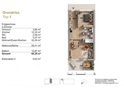 2-Zimmer-Wohnung kaufen in Graz – 55,41 m², € 202.000 – Bild 7 von 8