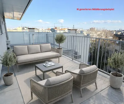 Zentrale Ruhelage nahe 1. Bezirk (Urania): klimatisierte 3-Zi. DG-Wohnung, 25m2 große Terrasse , Traumblick