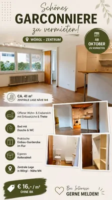 1-Zimmer-Wohnung mieten in Kufstein – 41 m², € 906