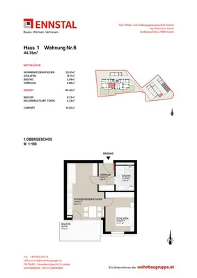 2-Zimmer-Wohnung mieten in Leoben – 44,35 m², € 633 – Bild 2 von 2