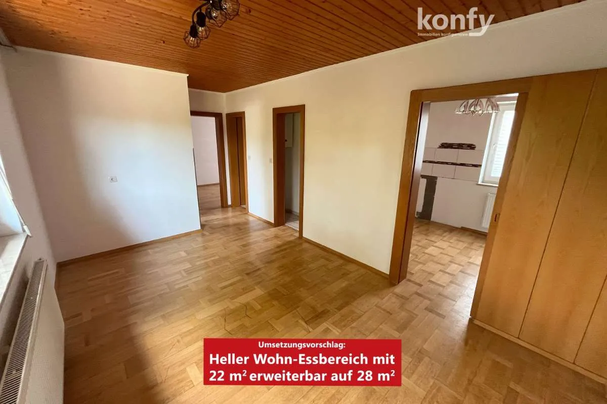 Absolute Ruhelage am Stadtrand zu Graz mit eigenem Pool, ca. 1000 m² Grundstück, erweiterbarer Wohnfläche und eigener Garage: Bis zu 4 Zimmer, Fernwärme! - Ansicht 3