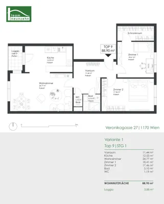 4-Zimmer-Wohnung kaufen in Wien – 89,83 m², € 399.000 – Bild 23 von 24