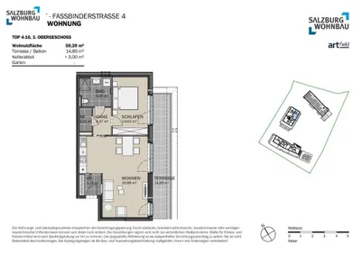 2-Zimmer-Wohnung kaufen in Salzburg-Umgebung – 59 m², € 343.600 – Bild 2 von 2