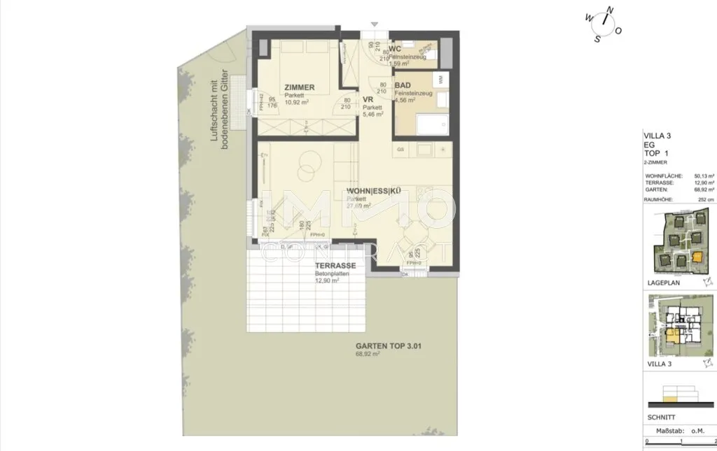 KREMSER WOHNDOMIZIL2Zi- 50qm- Gartenwohnung, Lift, Tiefgarage, in beliebter Grünruhelage - Ansicht 2