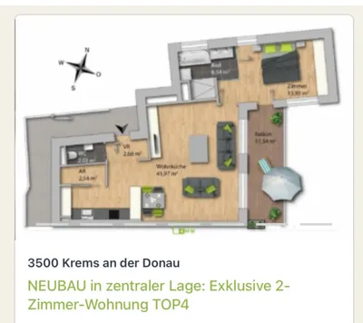 2-Zimmer-Wohnung mieten in Krems an der Donau – 72 m², € 1.296 – Bild 2 von 14