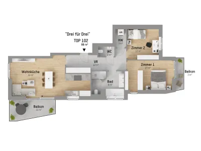 3-Zimmer-Wohnung kaufen in Wien – 86,13 m², € 749.900 – Bild 3 von 14
