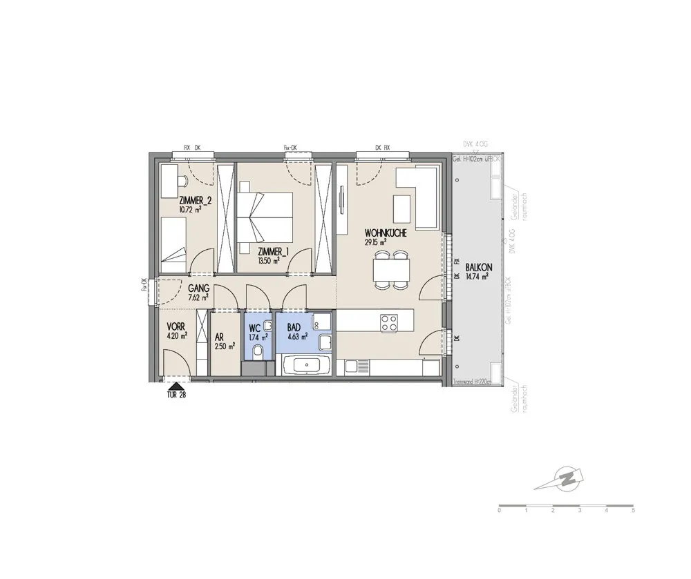 Hof am Park - Große 3-Zimmer-Wohnung mit Süd-Ost-Ausrichtung & großzügigem Balkon – pohled 3