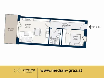 2-Zimmer-Wohnung mieten in Graz – 50,53 m², € 714 – Bild 2 von 14