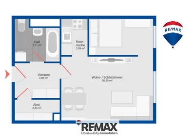 2-Zimmer-Wohnung mieten in Wien – 42 m², € 949 – Bild 11 von 12