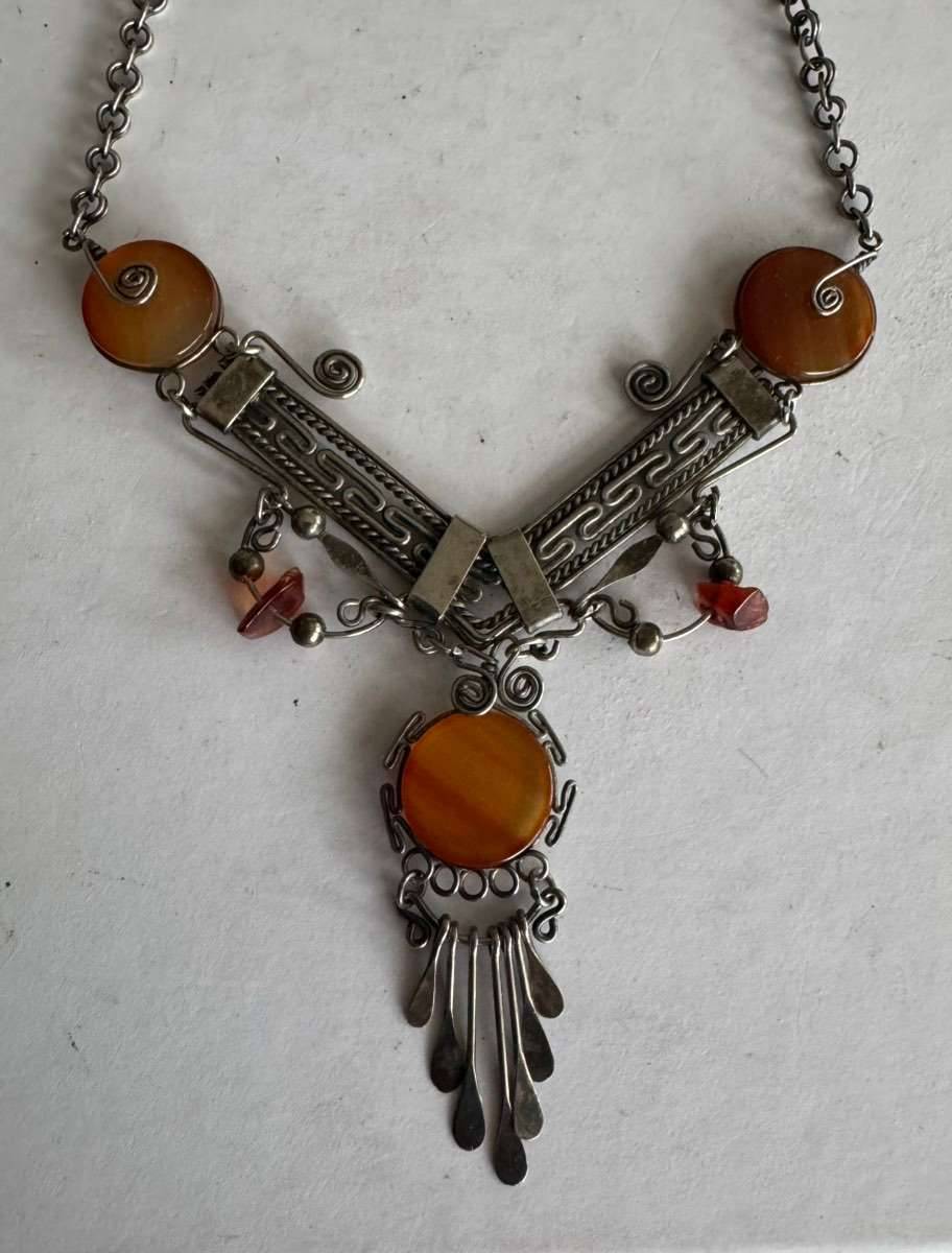 Vintage-Halskette aus Peru oder den Anden. (Versilbert. Alpaka)