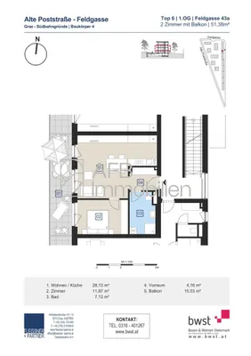 Wohnung mieten in Graz – 51,38 m², € 731 – Bild 16 von 16