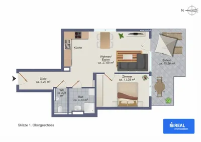 2-Zimmer-Wohnung kaufen in Villach – 53,57 m², € 285.000 – Bild 8 von 8