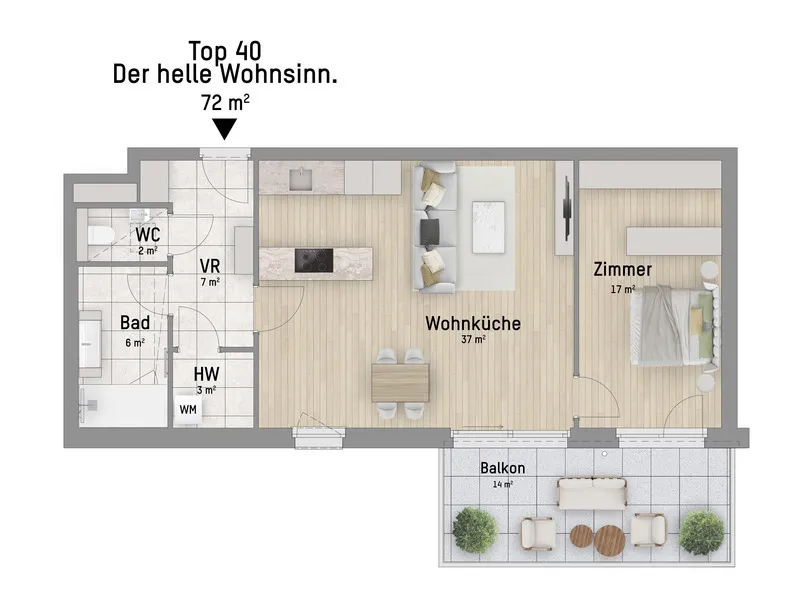 1220, Wagramer Straße, Beim Donau Zentrum, U1 und Alte Donau, 2-Zimmer-Eigentumswohnung - Ansicht 3