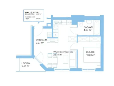 2-Zimmer-Wohnung mieten in Wien – 40,2 m², € 919 – Bild 10 von 12