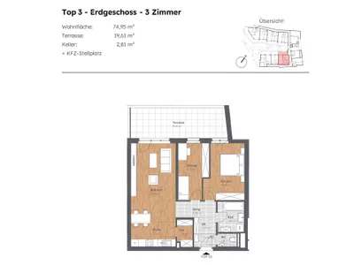 3-Zimmer-Wohnung mieten in Sankt Pölten Land – 74,95 m², € 864 – Bild 5 von 5
