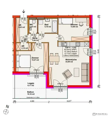 3-Zimmer-Wohnung kaufen in Wiener Neustadt – 83,11 m², € 343.750 – Bild 4 von 6