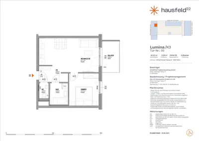 Top: A.93 ● LUMINA im Hausfeld²² ● Unbefristet ● Termin online buchen: www.hausfeld22.at/lumina