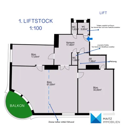 4-Zimmer-Gewerbeimmobilie mieten in Wien – 143 m², € 2.457 – Bild 7 von 8