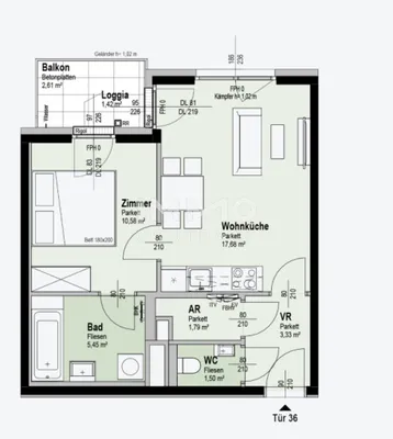 2-Zimmer-Wohnung kaufen in Wien – 42,8 m², € 308.300 – Bild 7 von 7