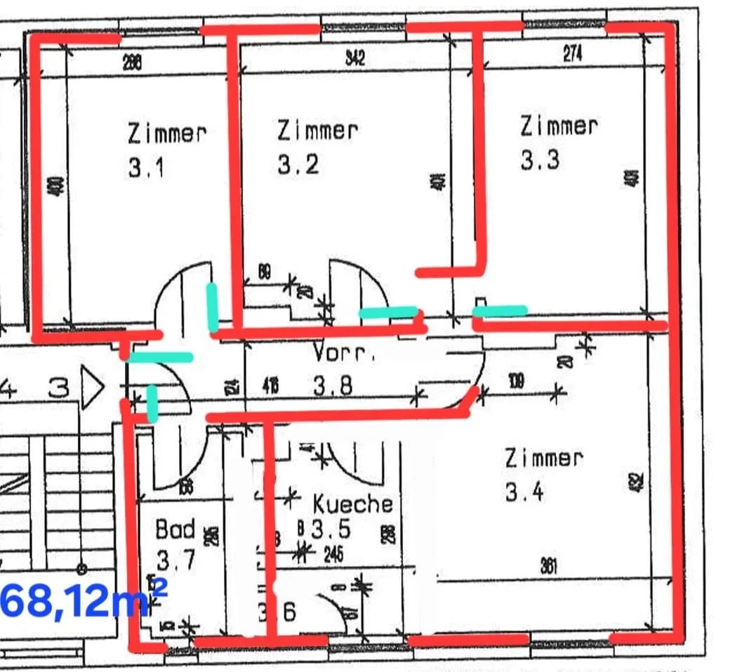 4 Zimmer Wohnung in ruhiger Lage in Graz/ nähe Zentrum/ für Familien/ oder Studenten/ WG geeignet - Ansicht 2